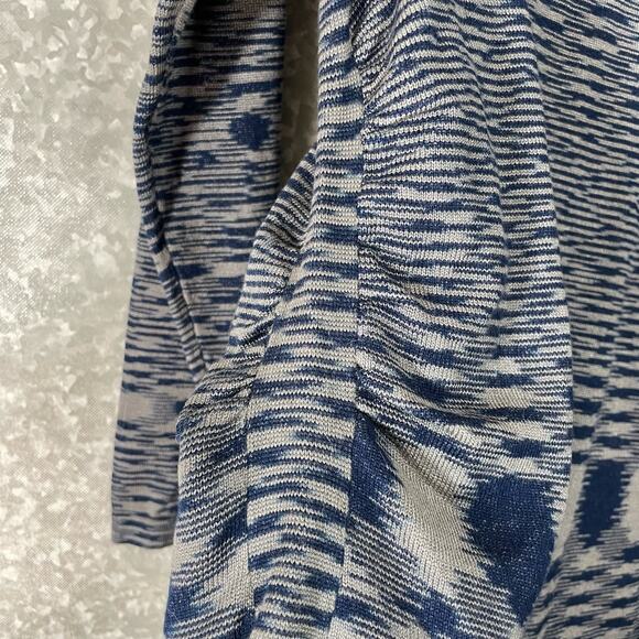 Notations Women's Blue & Gray Ikat Boho Cowl Neck Sweater - Size XL - Lagenlook - Picture 7 of 8